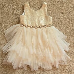 Gold and Cream Tulle Dress